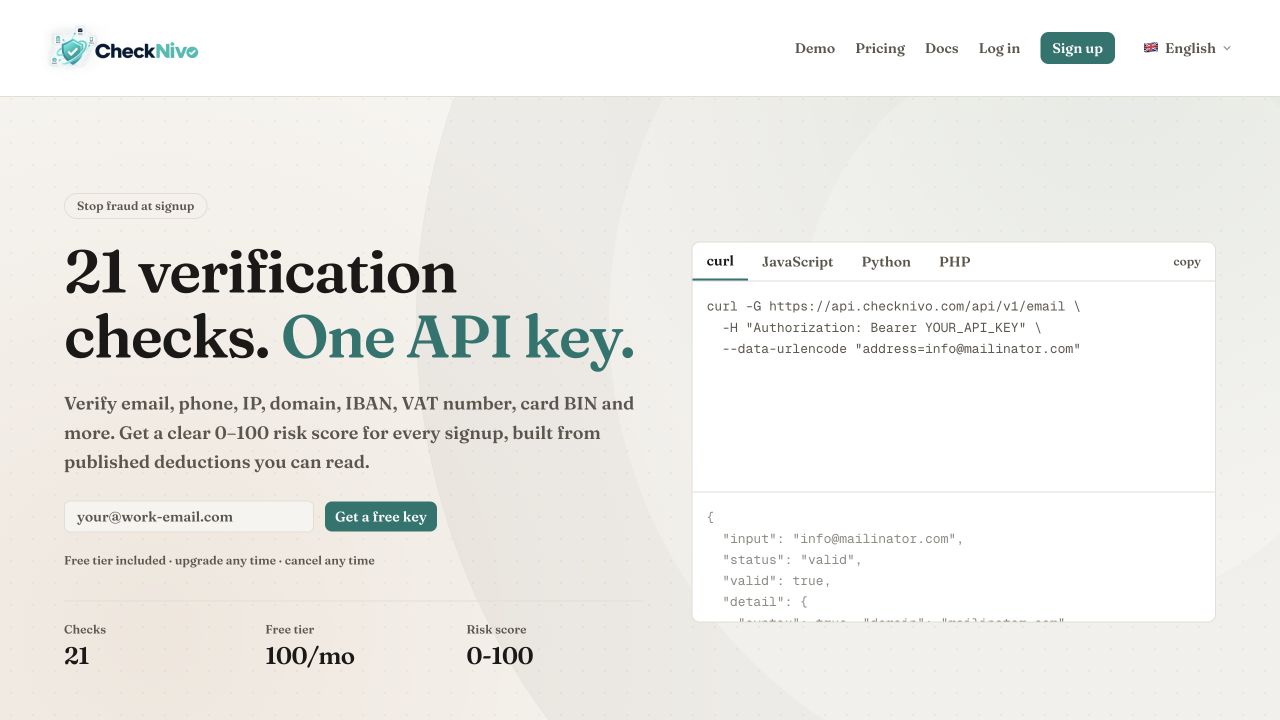 CheckNivo project screenshot